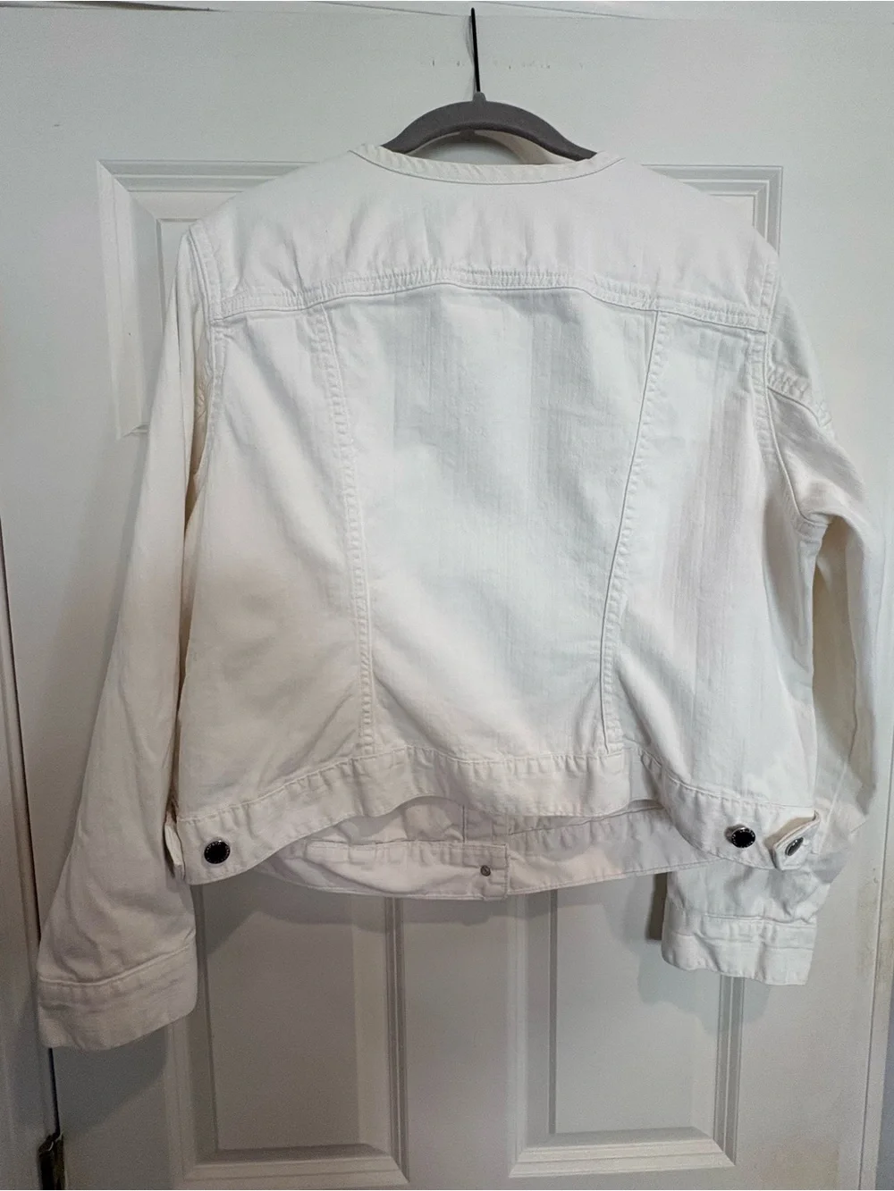 Lauren Ralph Lauren White Denim Jacket – Collarless Cropped Style – Size 1X - Picture 2 of 4